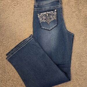 Ina Blue Boot Cut Jeans with Embroidery
